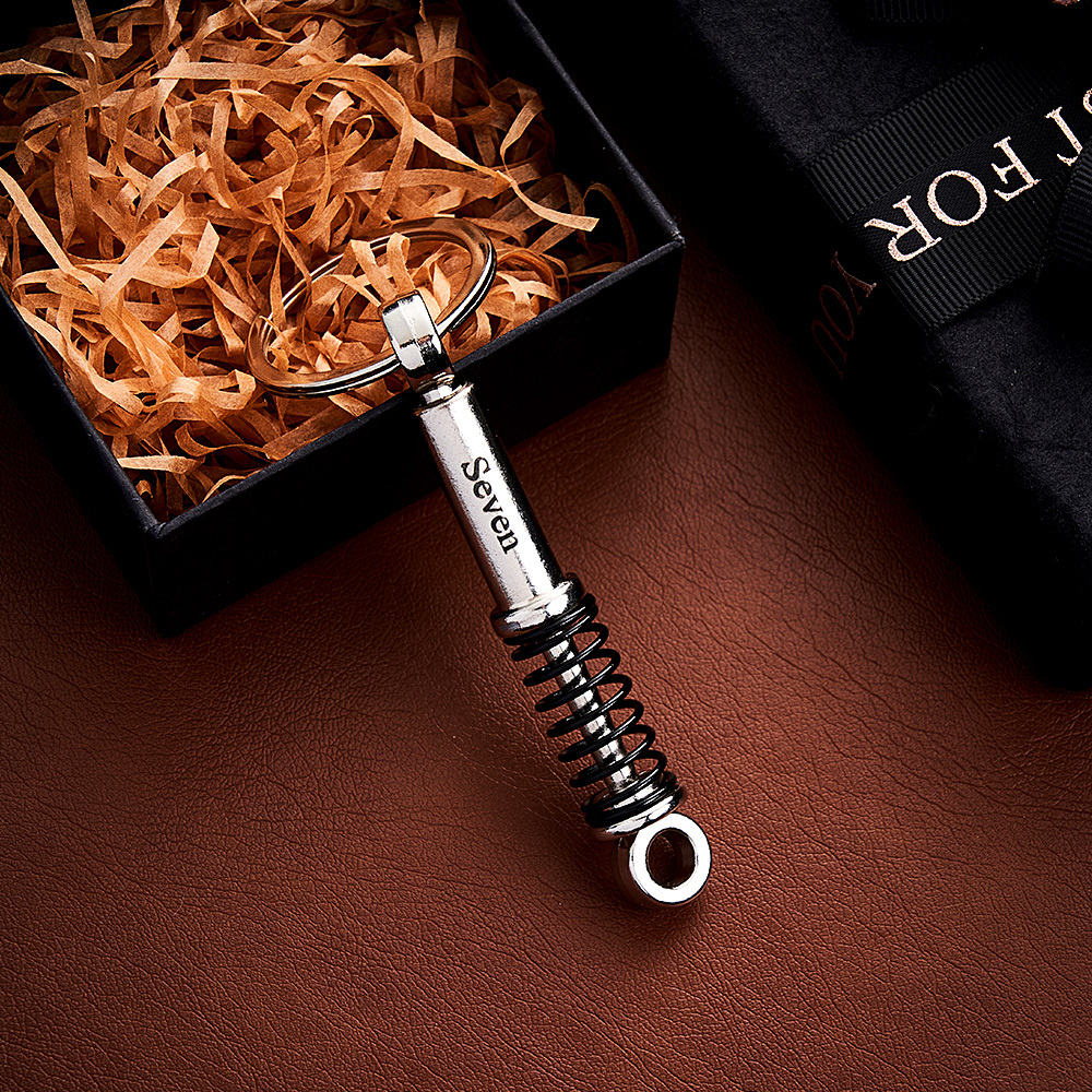 Father's Day Gifts Mini Shock Absorber Keychain Spring Personalized Suspension Keychain Compressible Spring Stress Reliever Custom Engraved Shock