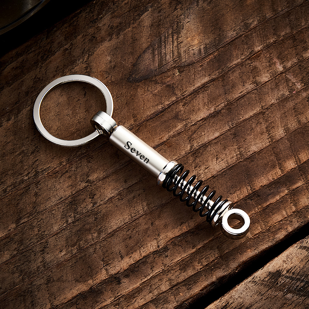 Father's Day Gifts Mini Shock Absorber Keychain Spring Personalized Suspension Keychain Compressible Spring Stress Reliever Custom Engraved Shock
