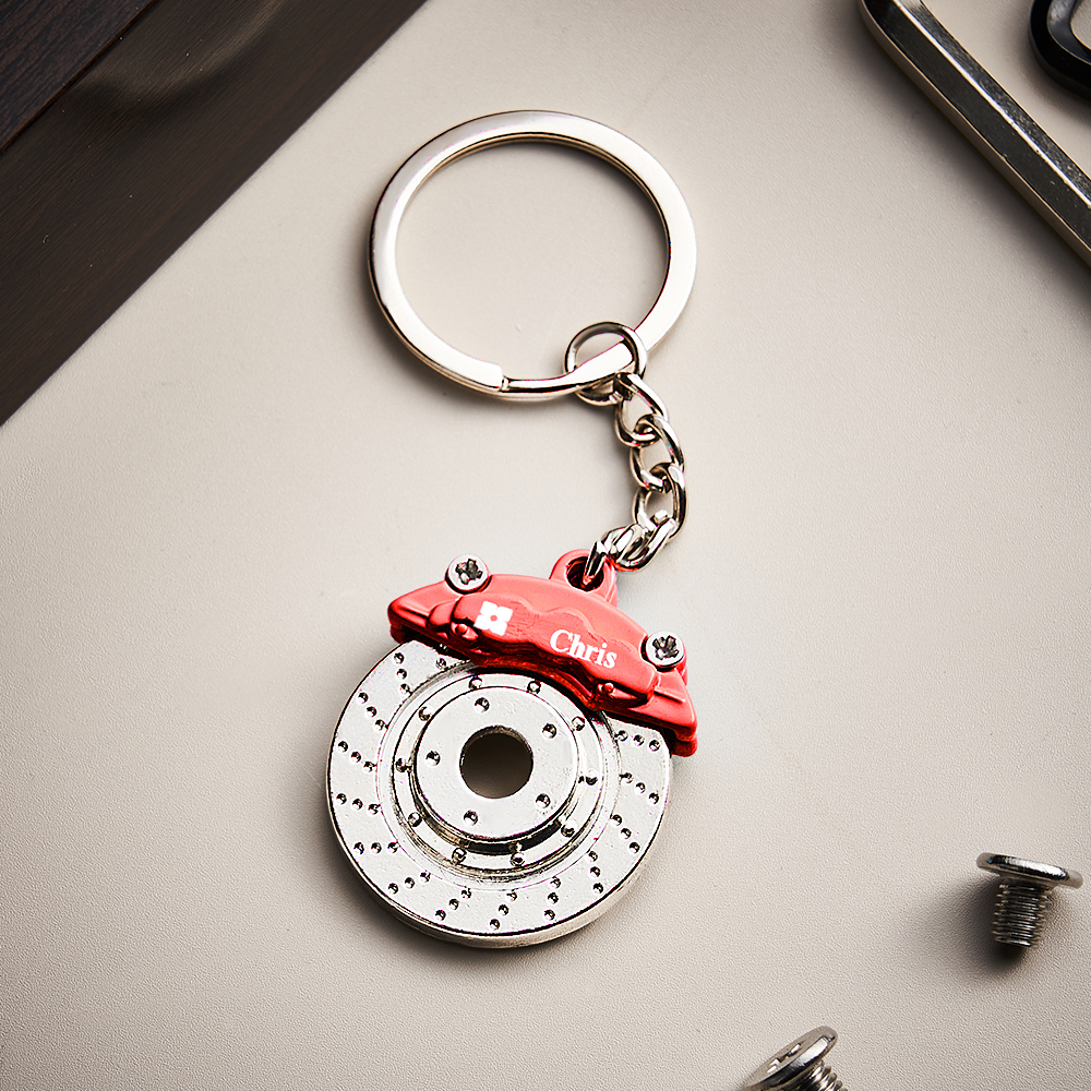 Father's Day Gifts Personalized Car Caliper Keychain Custom Engraved Brake Caliper Fob Customizable for Car Lovers
