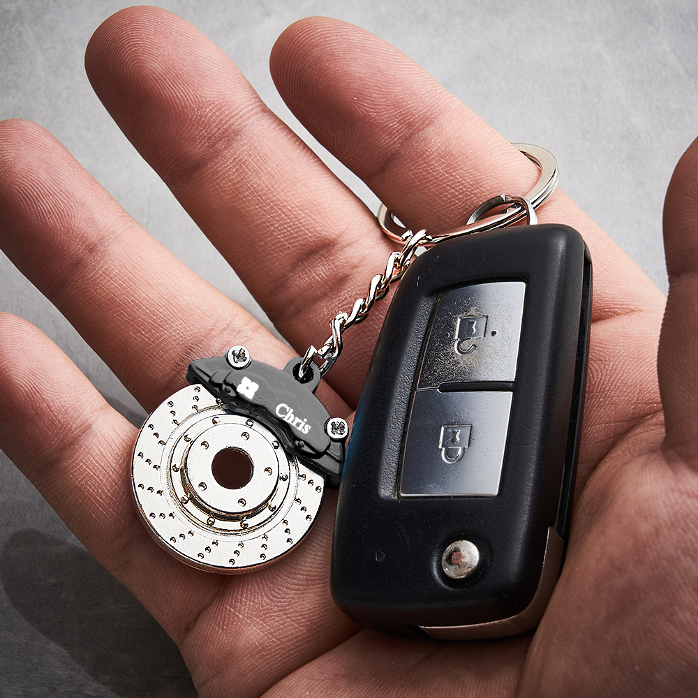 Father's Day Gifts Personalized Car Caliper Keychain Custom Engraved Brake Caliper Fob Customizable for Car Lovers