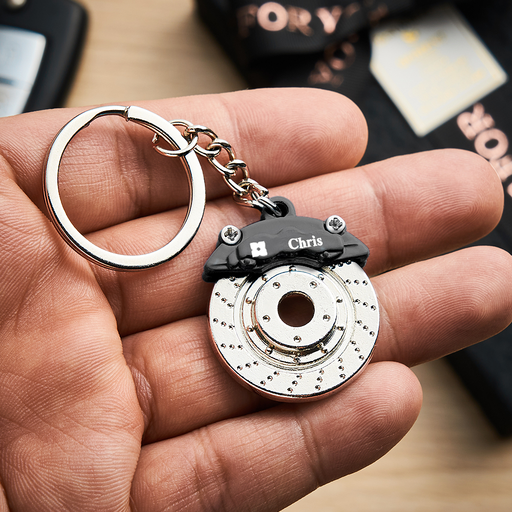 Father's Day Gifts Personalized Car Caliper Keychain Custom Engraved Brake Caliper Fob Customizable for Car Lovers