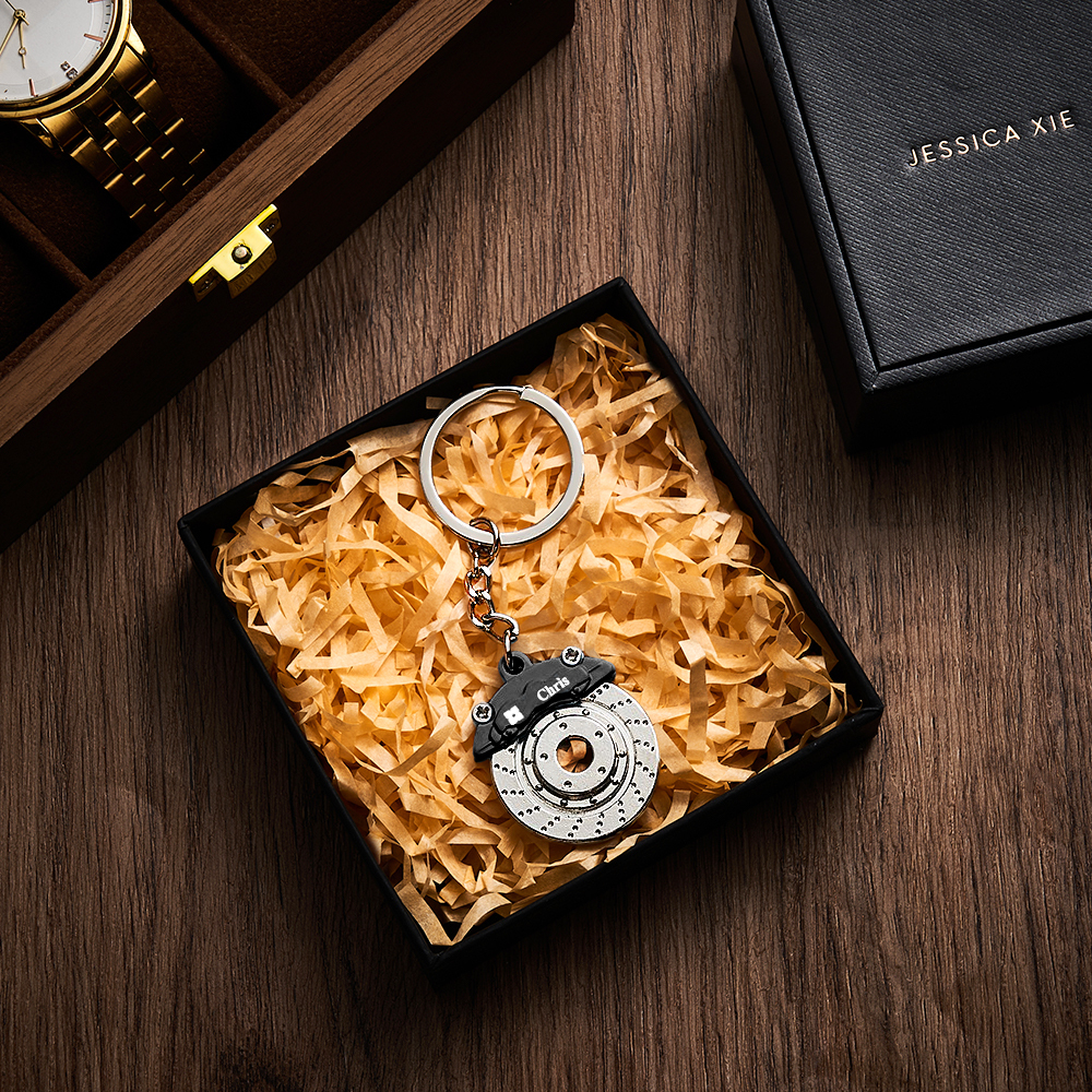 Father's Day Gifts Personalized Car Caliper Keychain Custom Engraved Brake Caliper Fob Customizable for Car Lovers