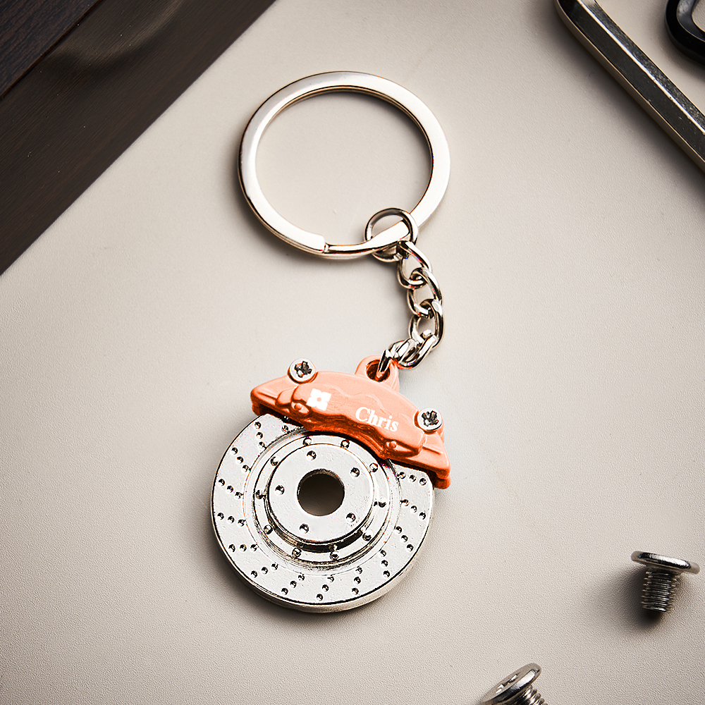 Father's Day Gifts Personalized Car Caliper Keychain Custom Engraved Brake Caliper Fob Customizable for Car Lovers