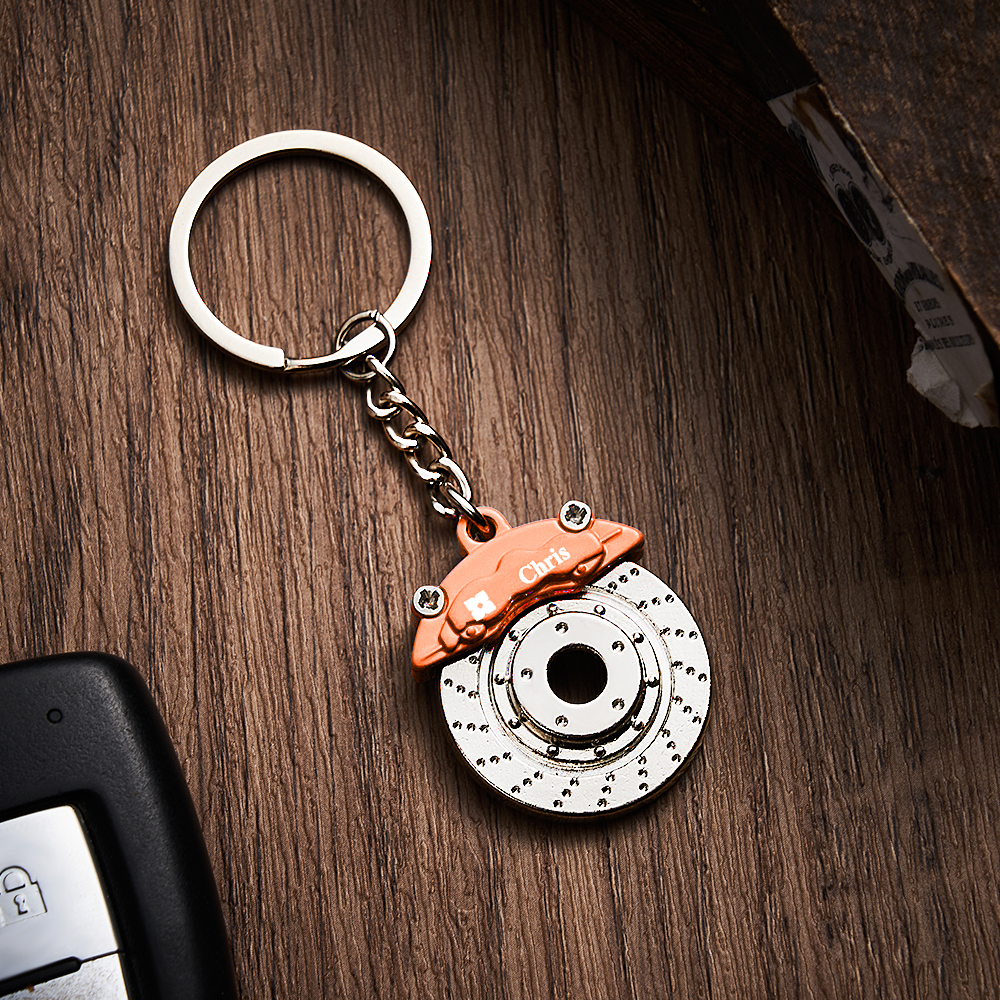 Father's Day Gifts Personalized Car Caliper Keychain Custom Engraved Brake Caliper Fob Customizable for Car Lovers