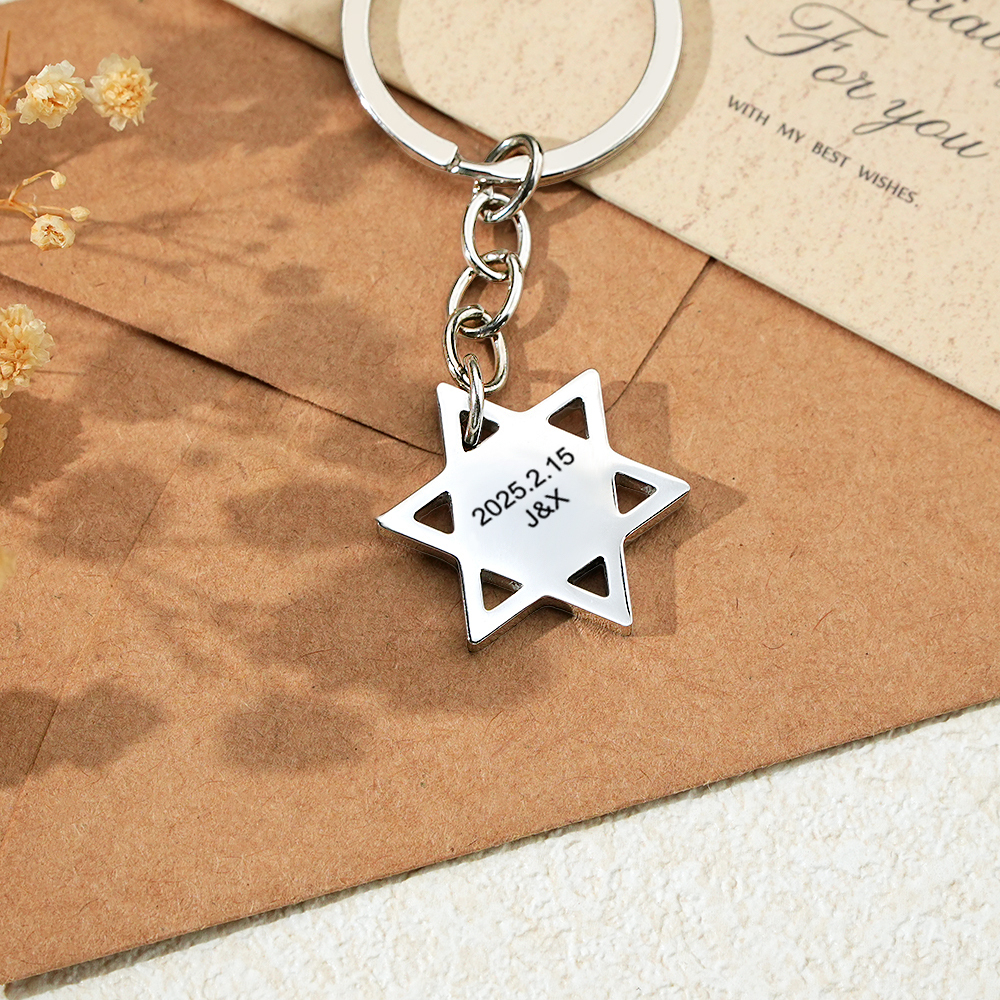 Custom Magical Temperature-Sensitive Star Photo Keychain Personalized Photo Keychain Photo Hidden Keychain with Engraving Text