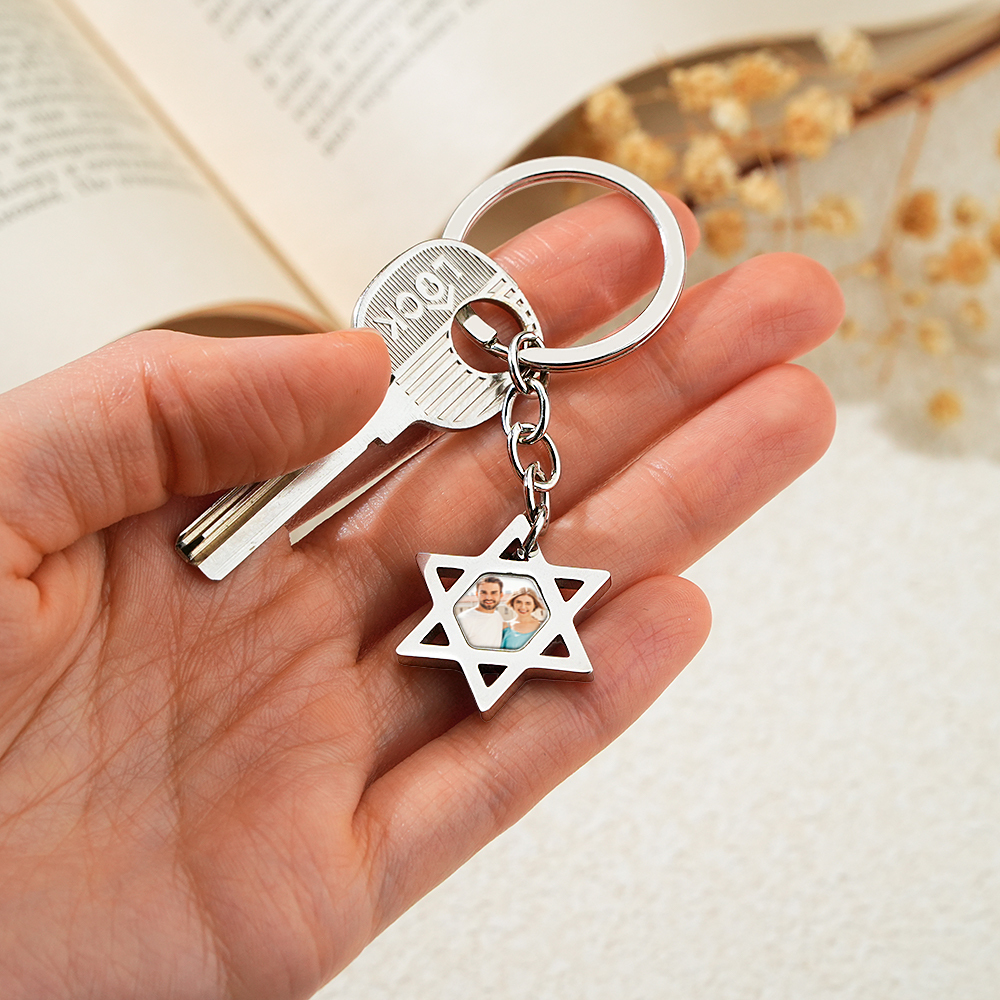 Custom Magical Temperature-Sensitive Star Photo Keychain Personalized Photo Keychain Photo Hidden Keychain with Engraving Text