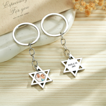Custom Magical Temperature-Sensitive Star Photo Keychain Personalized Photo Keychain Photo Hidden Keychain with Engraving Text