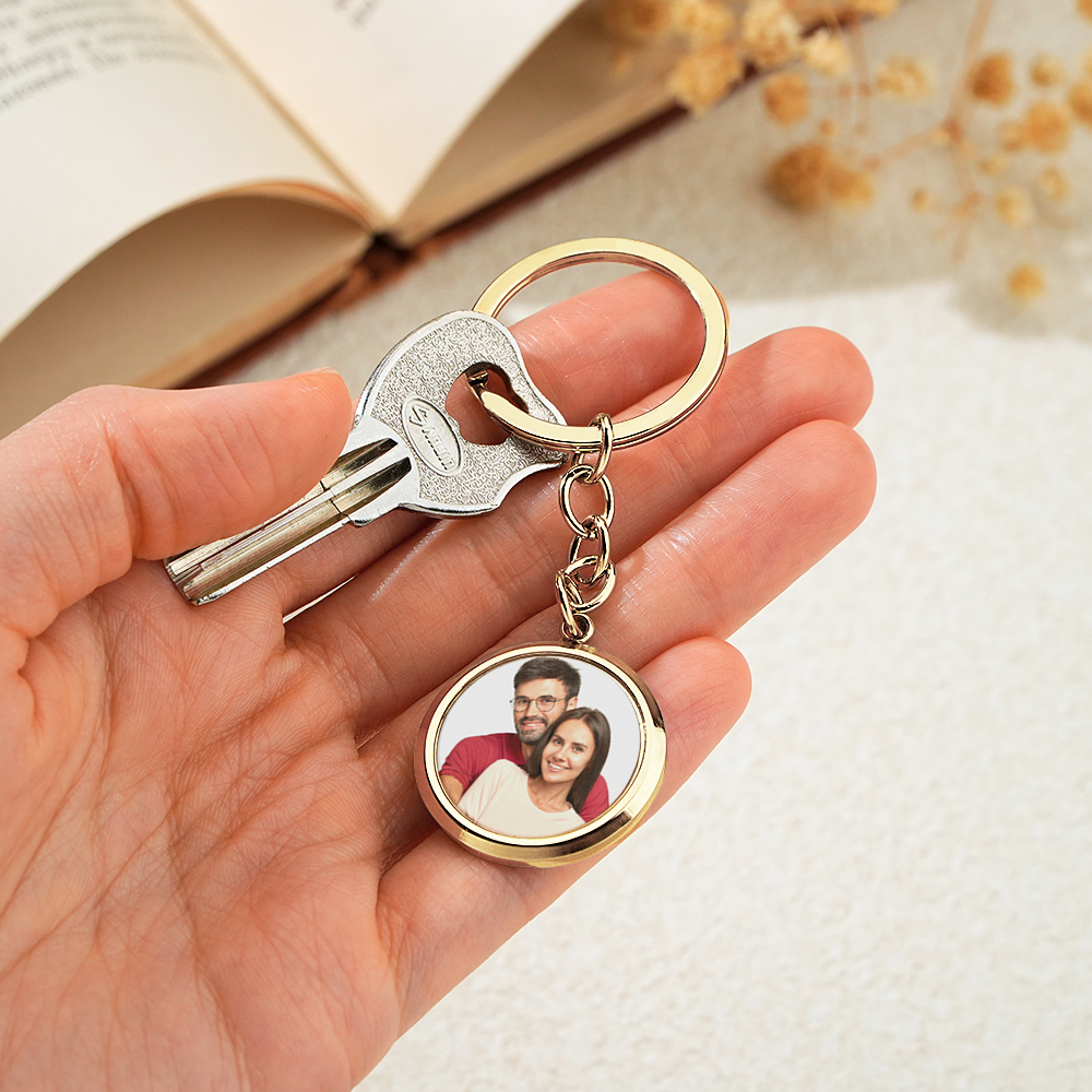 Personalized Magic Reveal Photo Keychain Custom Temperature Changing Photo Keychain Hidden Picture & Engraved Message Gift