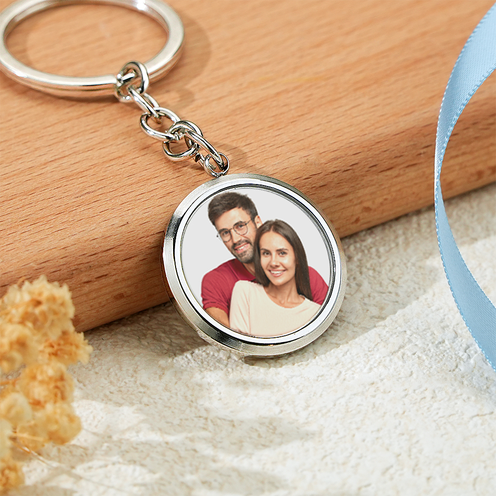 Personalized Magic Reveal Photo Keychain Custom Temperature Changing Photo Keychain Hidden Picture & Engraved Message Gift