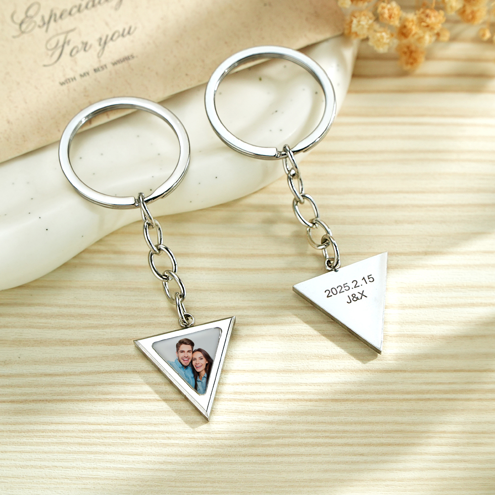 Custom Magical Temperature-Sensitive Photo Triangle Keychain Personali