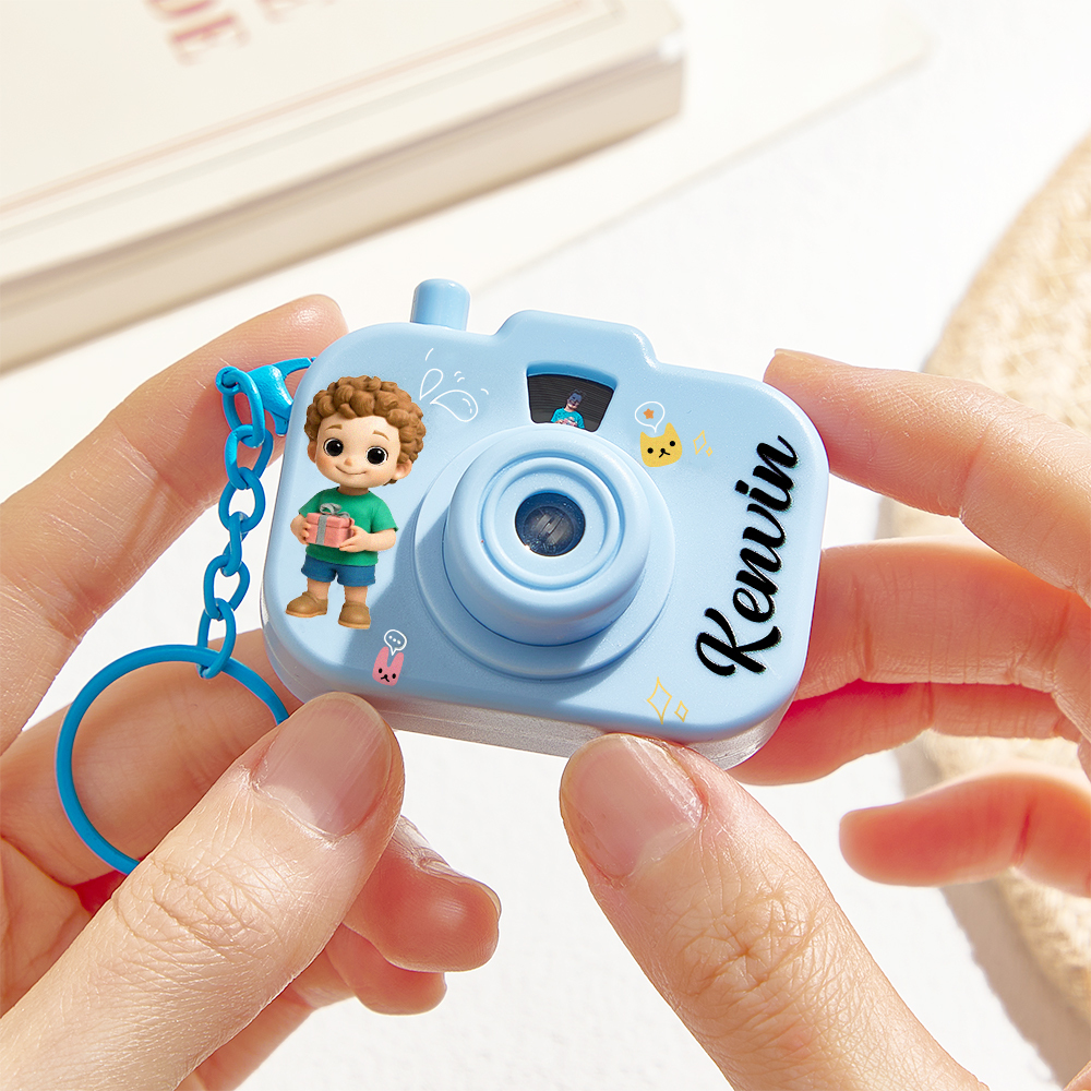 Personalized Mini Camera Projection Keychain Custom Photos, Name & Car