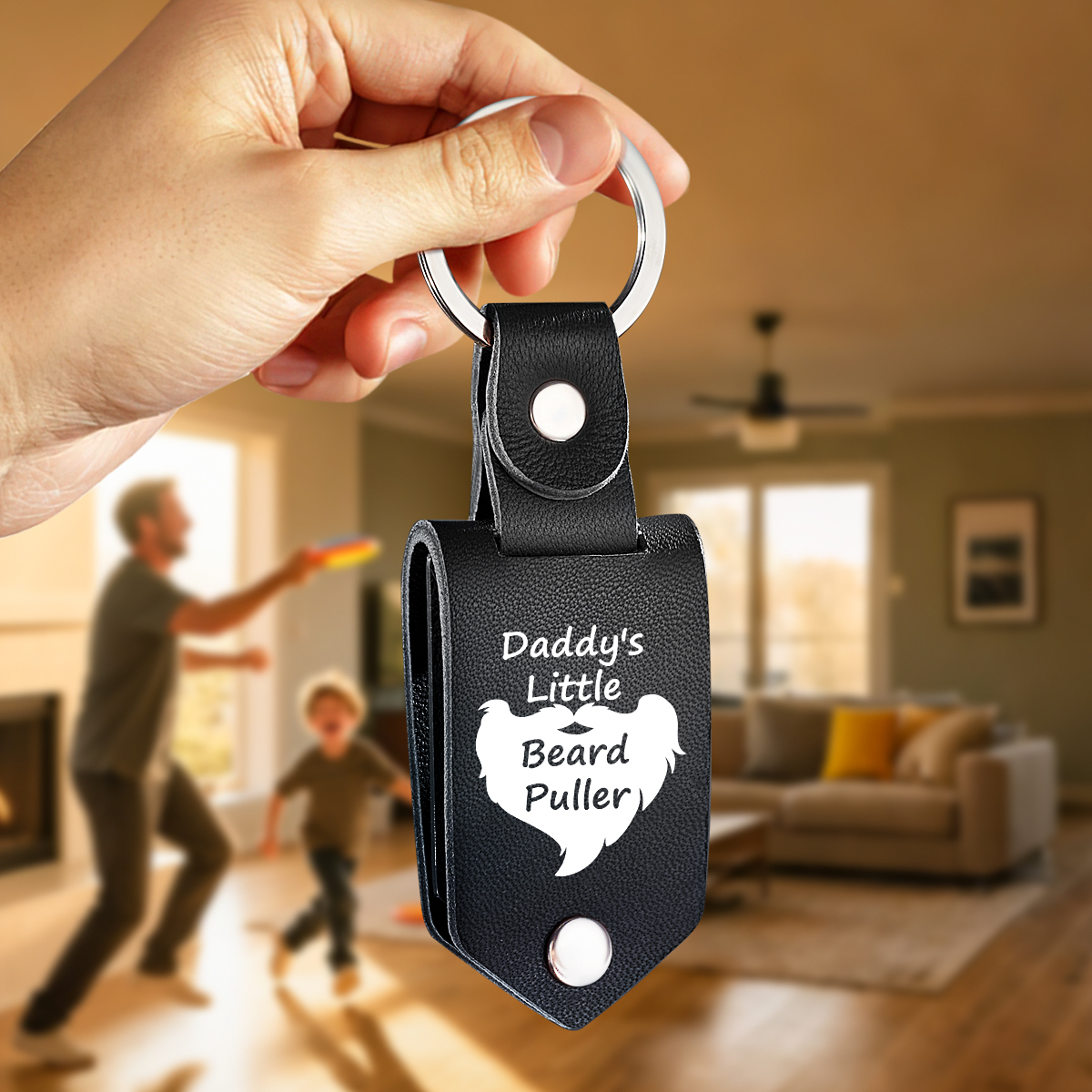 Personalized Leather Keychain Custom Date & Photo Leather Keychain Engraved Leather Keychain with Hidden Photo & Calendar Gifts for Husband Gifts for Her