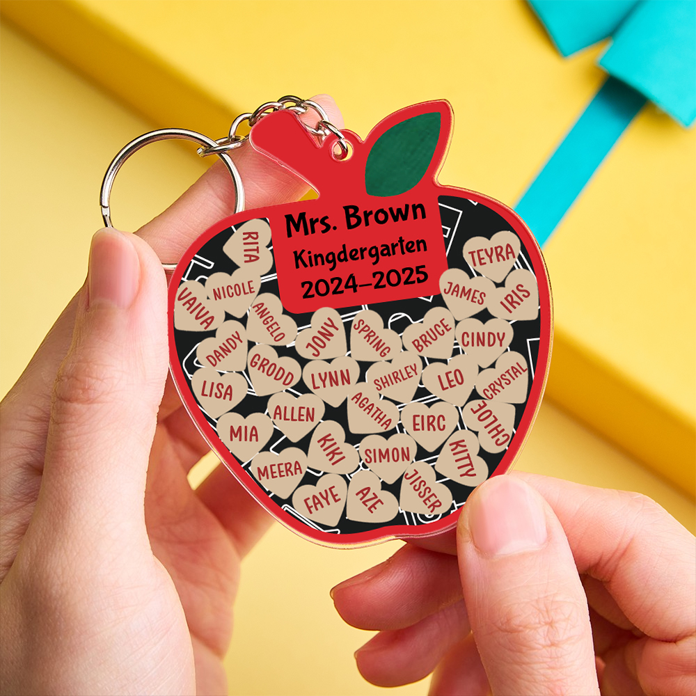 Personalized Teacher Appreciation Apple Magnet - Custom Classroom Thank You Gift with Student Names & School Year