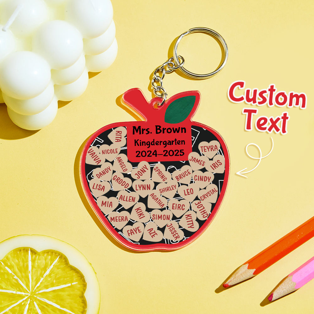 Personalized Teacher Appreciation Apple Magnet - Custom Classroom Thank You Gift with Student Names & School Year