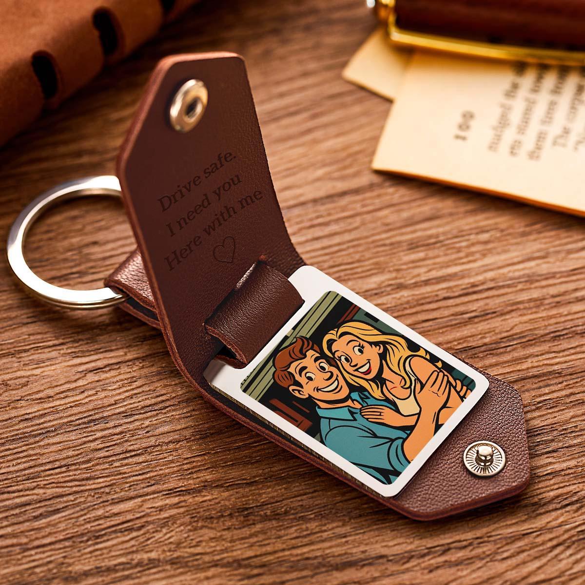 Custom Leather Keychain Flip Cover Key Holder Personalized Anime Filter Design Unique Style Best Gift