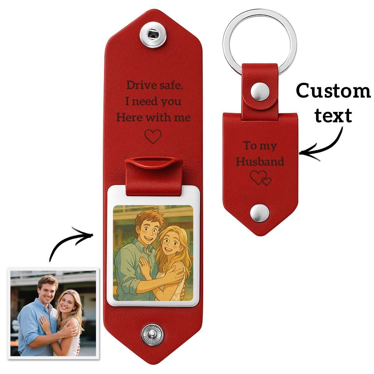 Custom Leather Keychain Flip Cover Key Holder Personalized Anime Filter Design Unique Style Best Gift