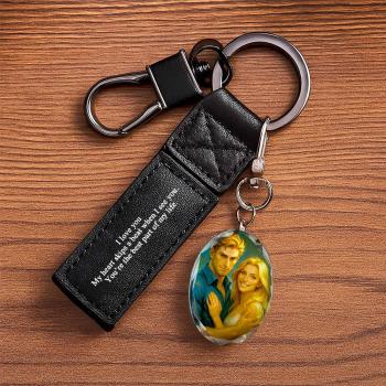 Custom Leather Keychain Personalized Keychain with Anime Filter Unique Design Perfect Gift