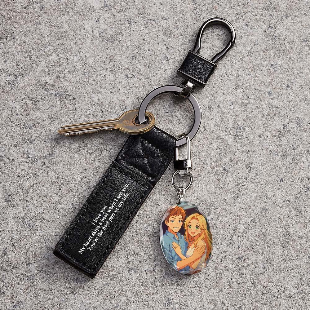Custom Leather Keychain Personalized Keychain with Anime Filter Unique Design Perfect Gift
