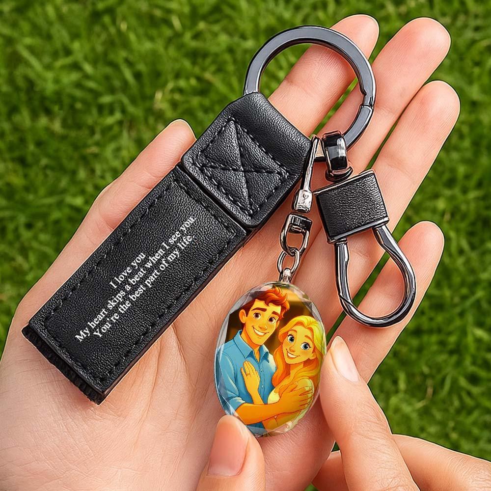 Custom Leather Keychain Personalized Keychain with Anime Filter Unique Design Perfect Gift