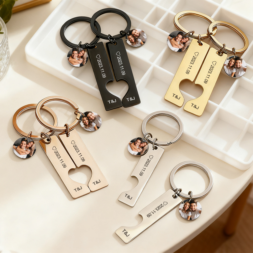 Custom Couple Keychain Personalized Gift For Boyfriend Girlfriend Matching Keychains Anniversary Gifts for Boyfriend Valentine's Day Gifts