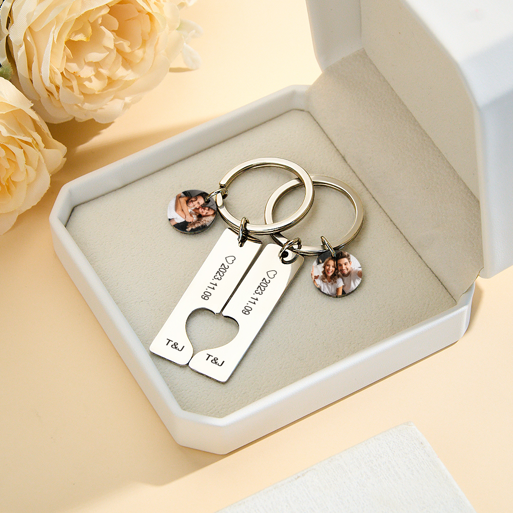 Custom Couple Keychain Personalized Gift For Boyfriend Girlfriend Matching Keychains Anniversary Gifts for Boyfriend Valentine's Day Gifts