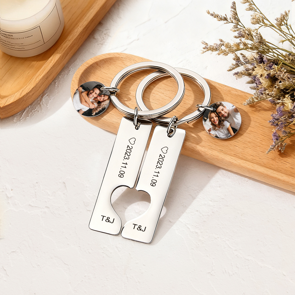 Custom Couple Keychain Personalized Gift For Boyfriend Girlfriend Matching Keychains Anniversary Gifts for Boyfriend Valentine's Day Gifts