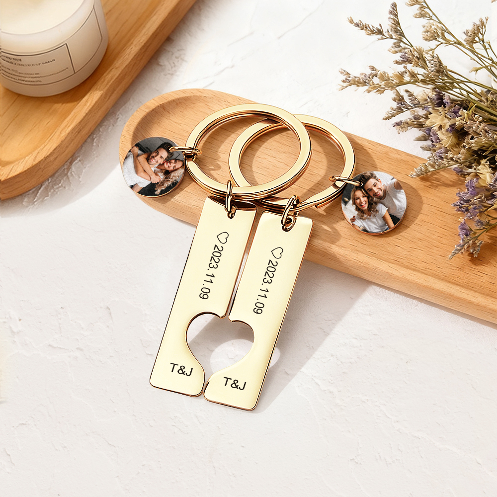 Custom Couple Keychain Personalized Gift For Boyfriend Girlfriend Matching Keychains Anniversary Gifts for Boyfriend Valentine's Day Gifts