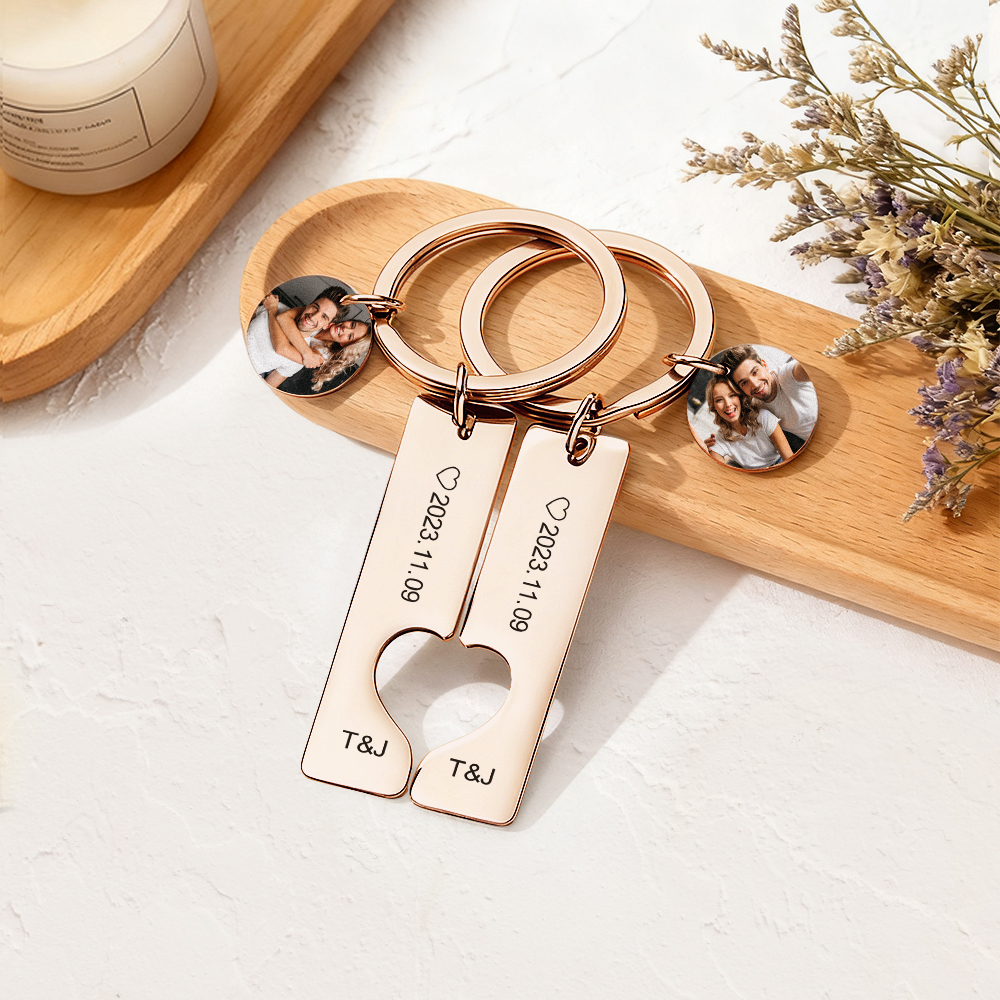Custom Couple Keychain Personalized Gift For Boyfriend Girlfriend Matching Keychains Anniversary Gifts for Boyfriend Valentine's Day Gifts