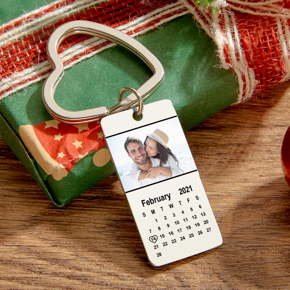 Custom Photo Calendar Keychain Personalized Special Date Marked Calendar Keychain Anniversary & Birthday Gift