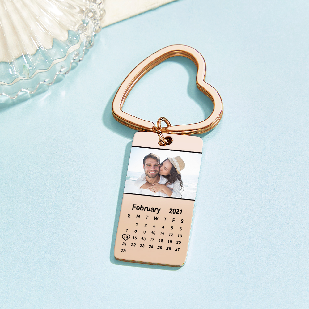 Custom Photo Calendar Keychain Personalized Special Date Marked Calendar Keychain Anniversary & Birthday Gift