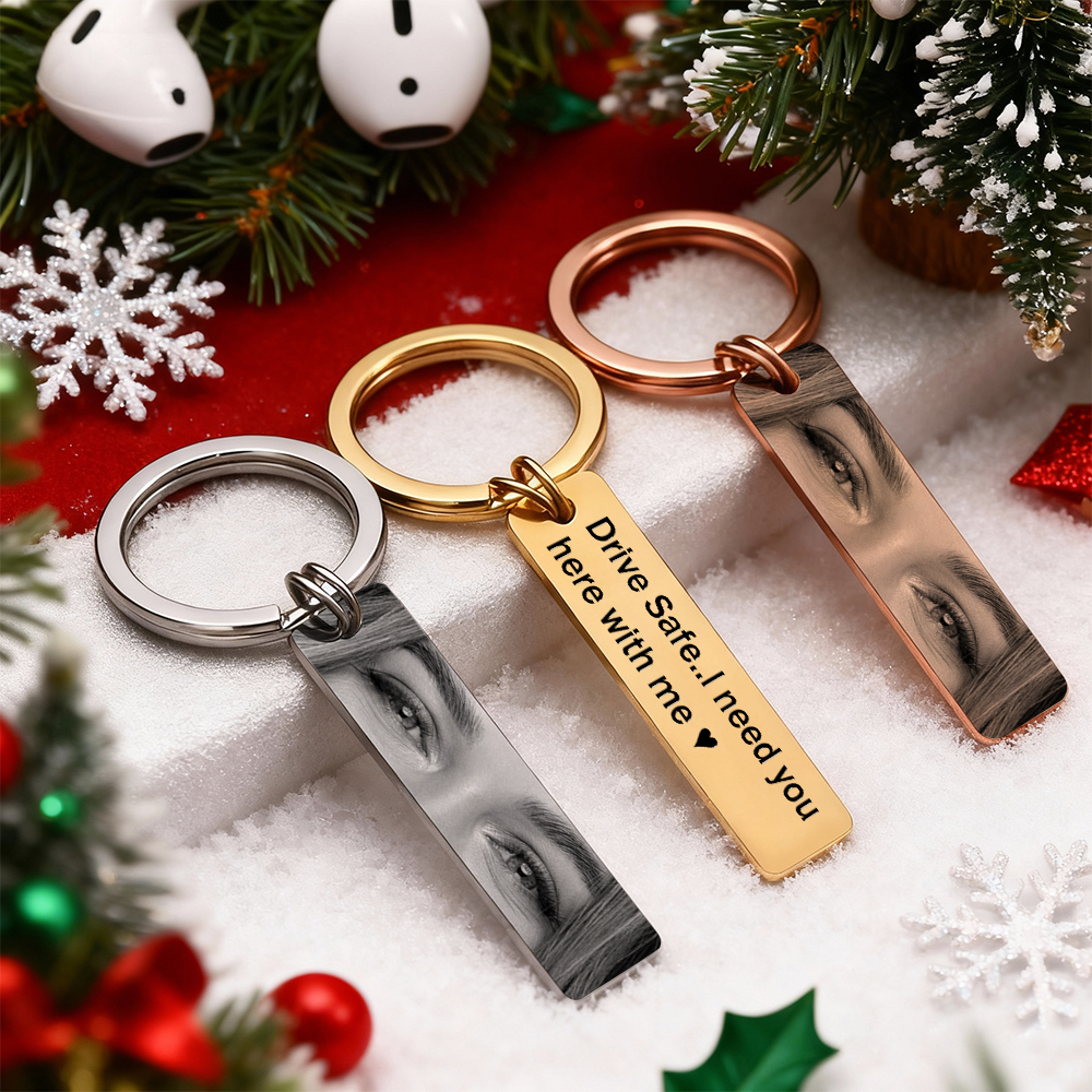 Personalized Eyes Keychain Custom Photo Drive Safe Keychain Customized Eye Photo Keyring  Gifts for Him