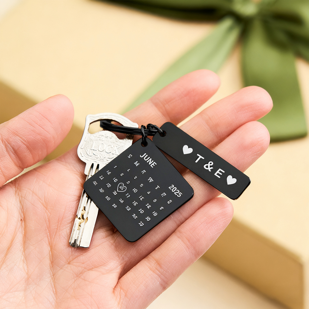 Custom Date Calendar Keychain Personalized Engraved Calendar Keyring  Significant Date Marker Birthday Anniversary Gift