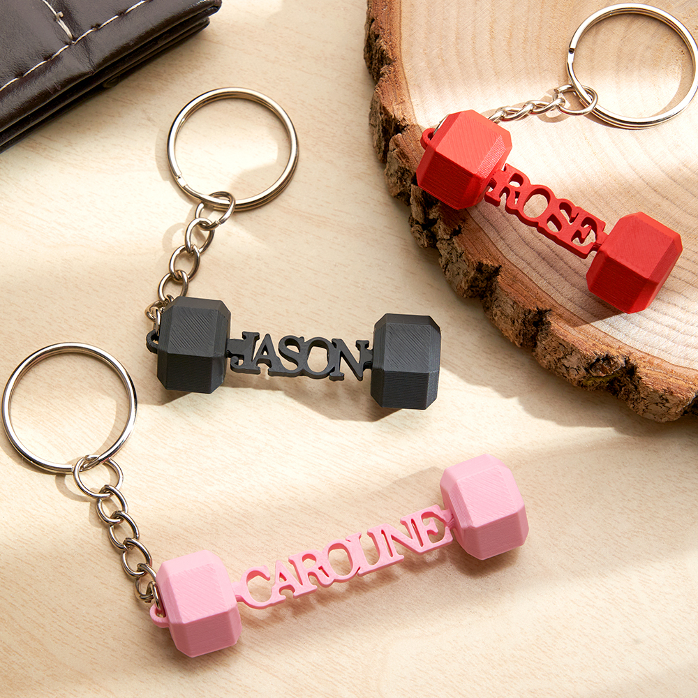 Personalized Name Dumbbell Keychain Gym Motivation Gifts