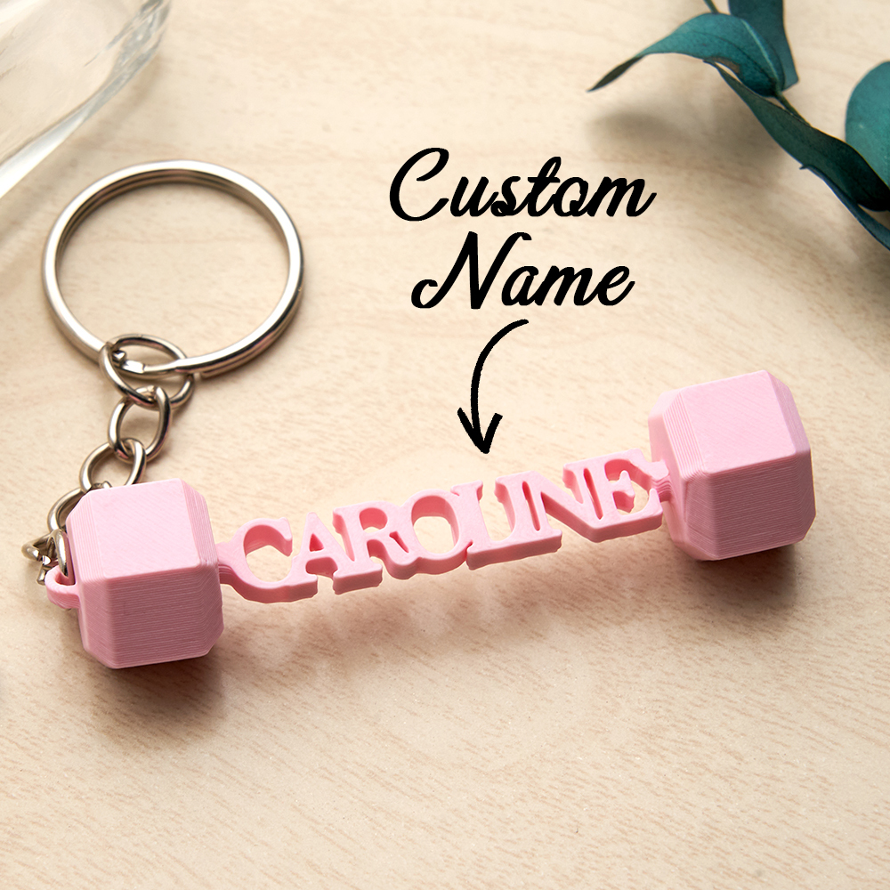 Personalized Name Dumbbell Keychain Gym Motivation Gifts