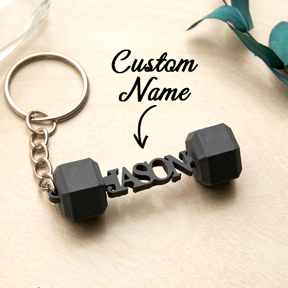 Personalized Name Dumbbell Keychain Gym Motivation Gifts