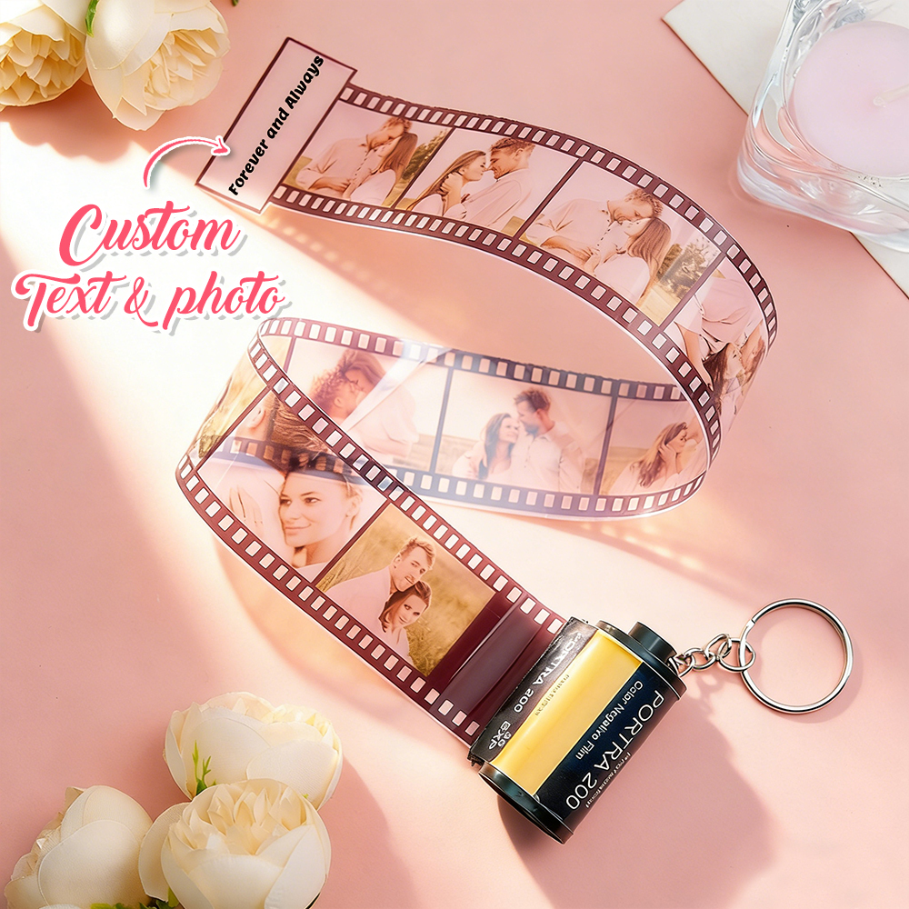 Custom Photo and Message Film Roll Keychain Personalized Photo Memory Film Keychain Photo Reel Keychain Valentine's Day Gift