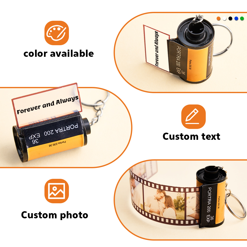 Custom Photo and Message Film Roll Keychain Personalized Photo Memory Film Keychain Photo Reel Keychain Valentine's Day Gift