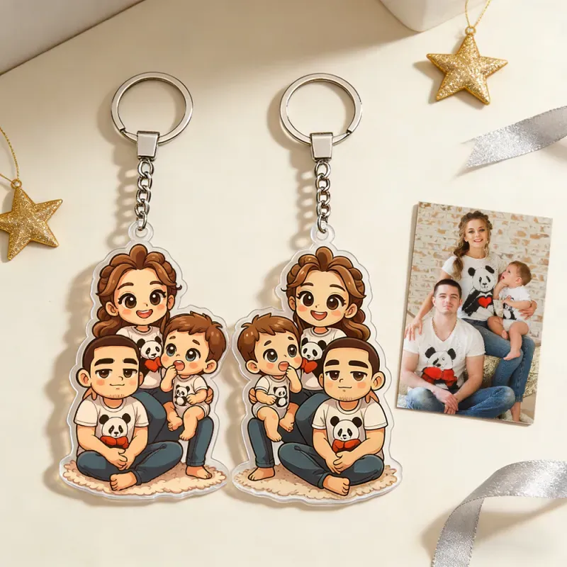 Custom Chibi Name Acrylic Keychain – Personalized Cartoon Character Keyring from Your Photo - namenecklace