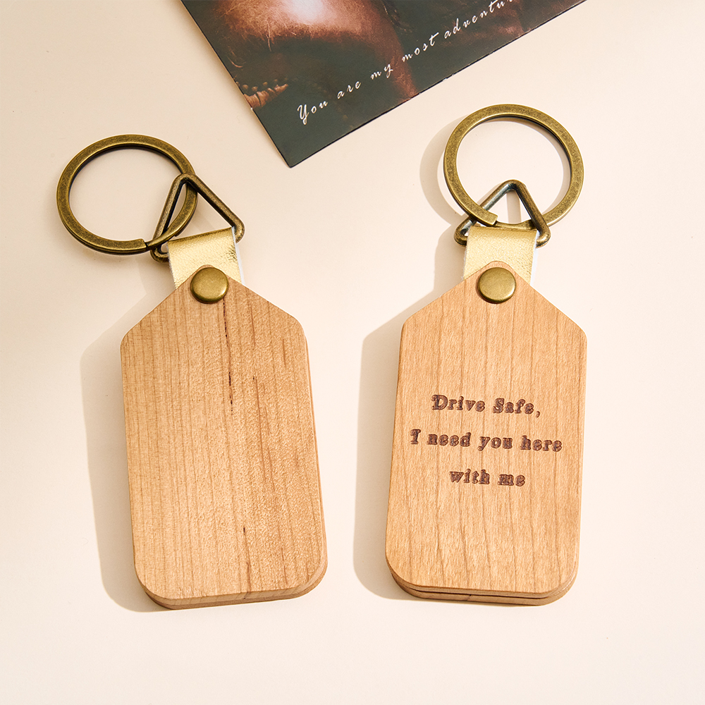 Personalised Engraved Keyring Custom Photo Keyring with Engraved Cover  Personalised Photo Wooden Keychain Gift for Dad