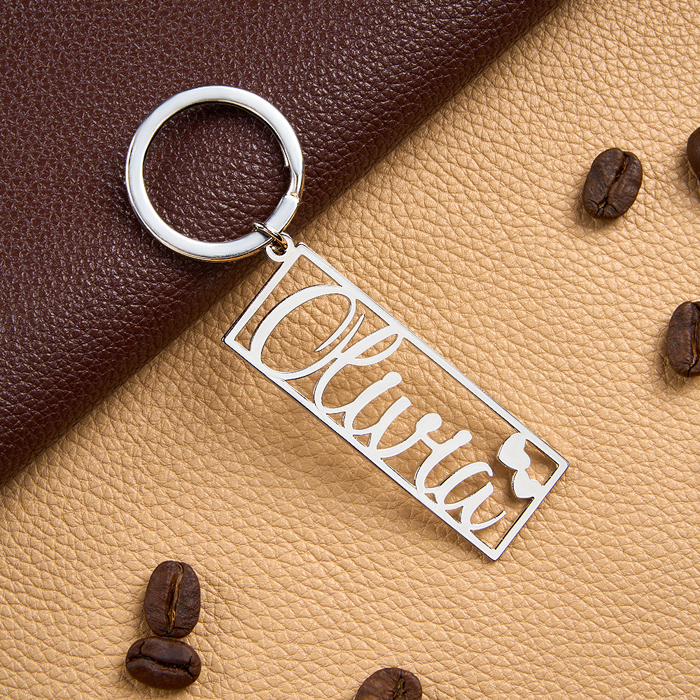 Personalized Name Keychain Custom Name Key Chain With Heart Engraved Birthday Gift Anniversary Gift Valentine's Day Gift for Him