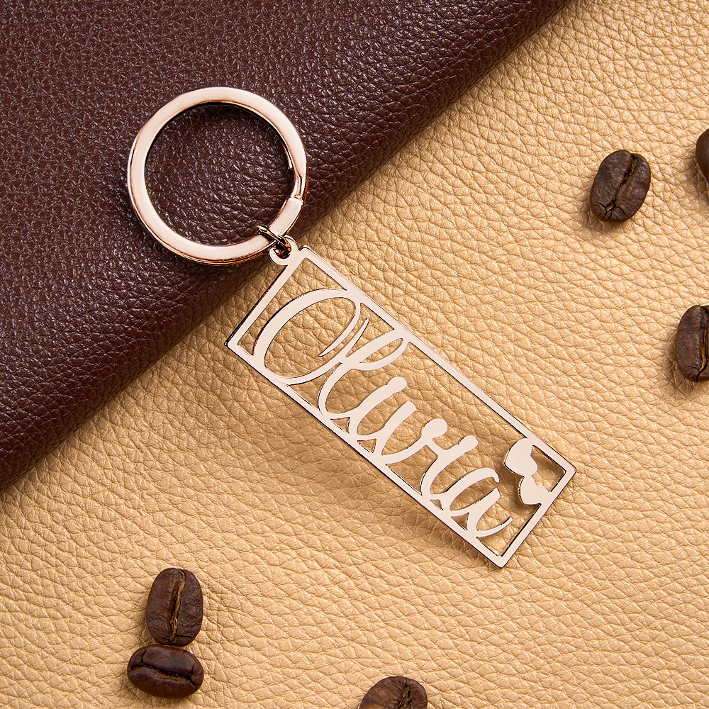 Personalized Name Keychain Custom Name Key Chain With Heart Engraved Birthday Gift Anniversary Gift Valentine's Day Gift for Him
