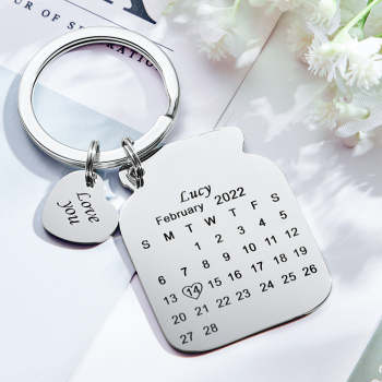 Custom Engraved Bottle Calendar Keychain Save The Date Keychain Birthday Gift - NameNecklace