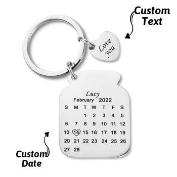 Custom Engraved Bottle Calendar Keychain Save The Date Keychain Birthday Gift - NameNecklace