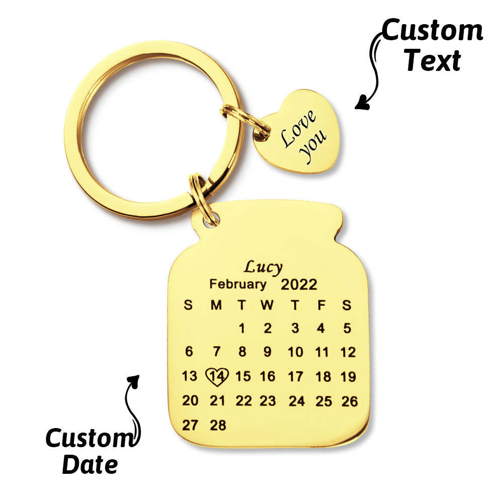 Custom Engraved Bottle Calendar Keychain Save The Date Keychain Birthday Gift - NameNecklace