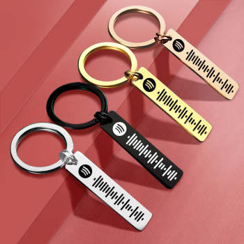 Scannable Spotify Code Keychain Custom Music Song Keychain Stainless Steel Black
