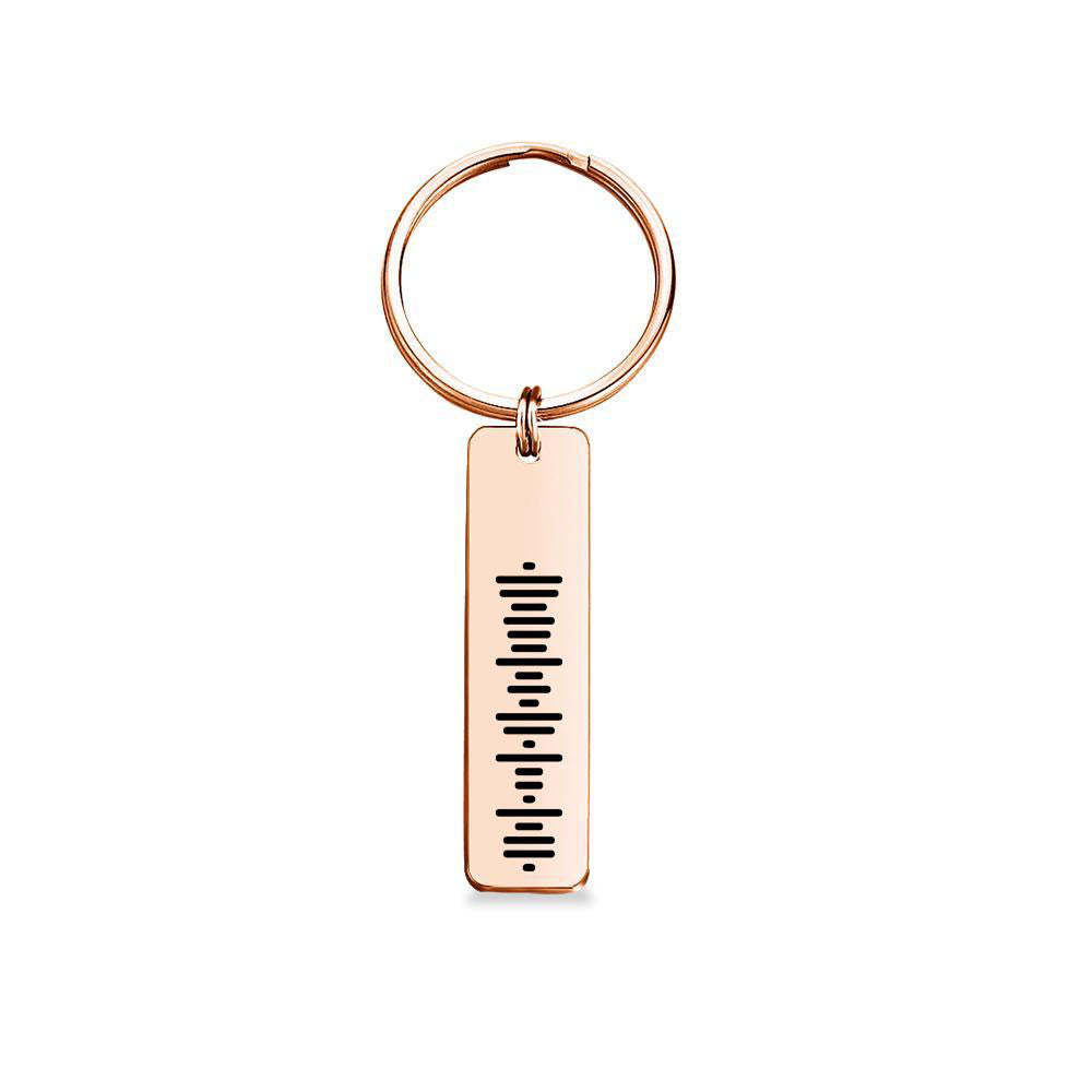 Custom Music Plaque Code Keychain Stainless Steel Silver