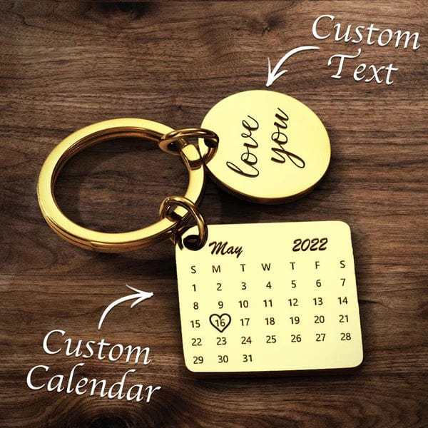 Customized Optional Photo Engraved Calendar Keychain Tag Keychain Perfect Gift For Special Day Best Gifts For Lovers - Giftlab