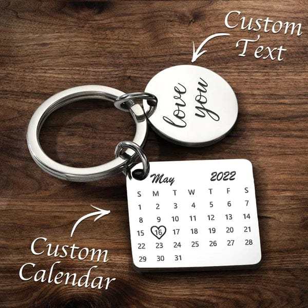 Customized Optional Photo Engraved Calendar Keychain Tag Keychain Perfect Gift For Special Day Best Gifts For Lovers - Giftlab
