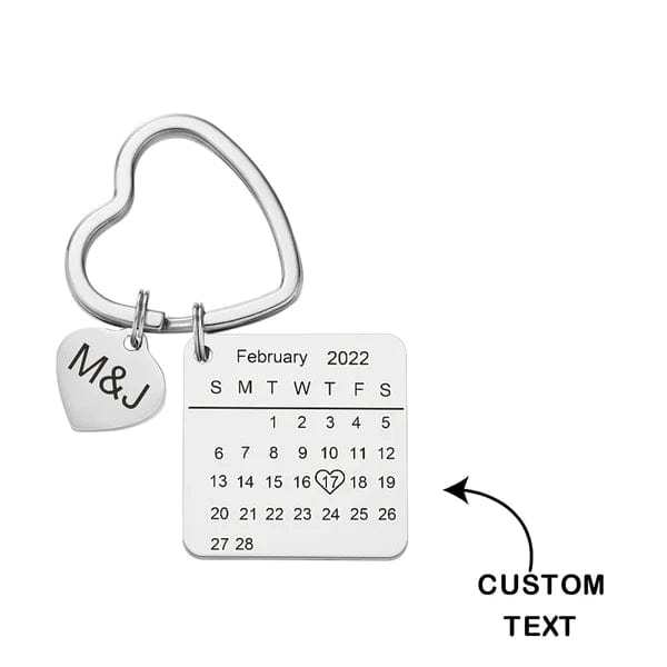 Customized Optional Photo Engraved Calendar Keychain Tag Keychain Perfect Gift For Special Day Best Gifts For Lovers - Giftlab