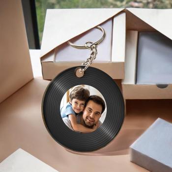 Custom Photo Record Disc Keychains Acrylic Personalized Gifts for Dad